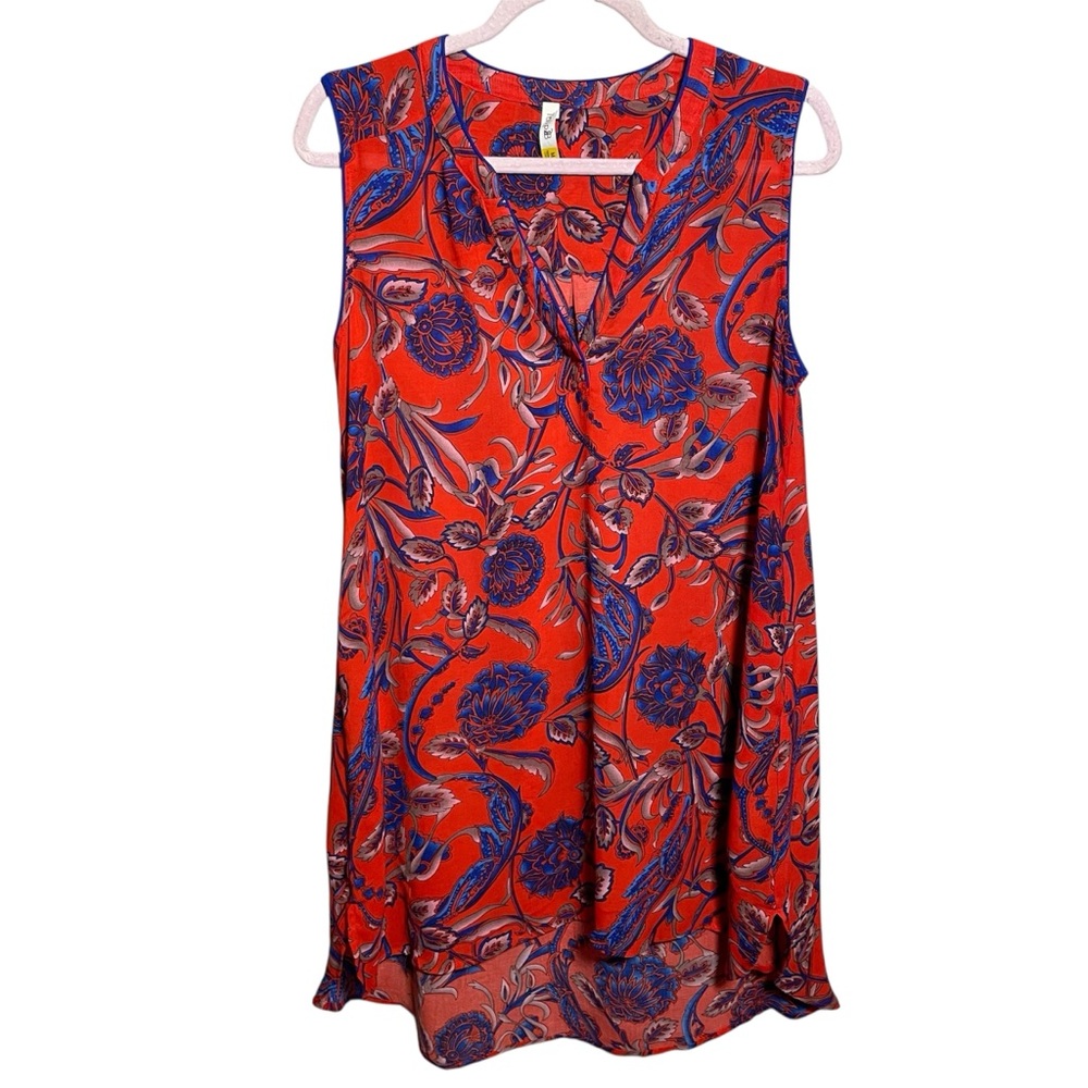 Tulip B Floral Sleeveless Dress with pockets red blue size medium